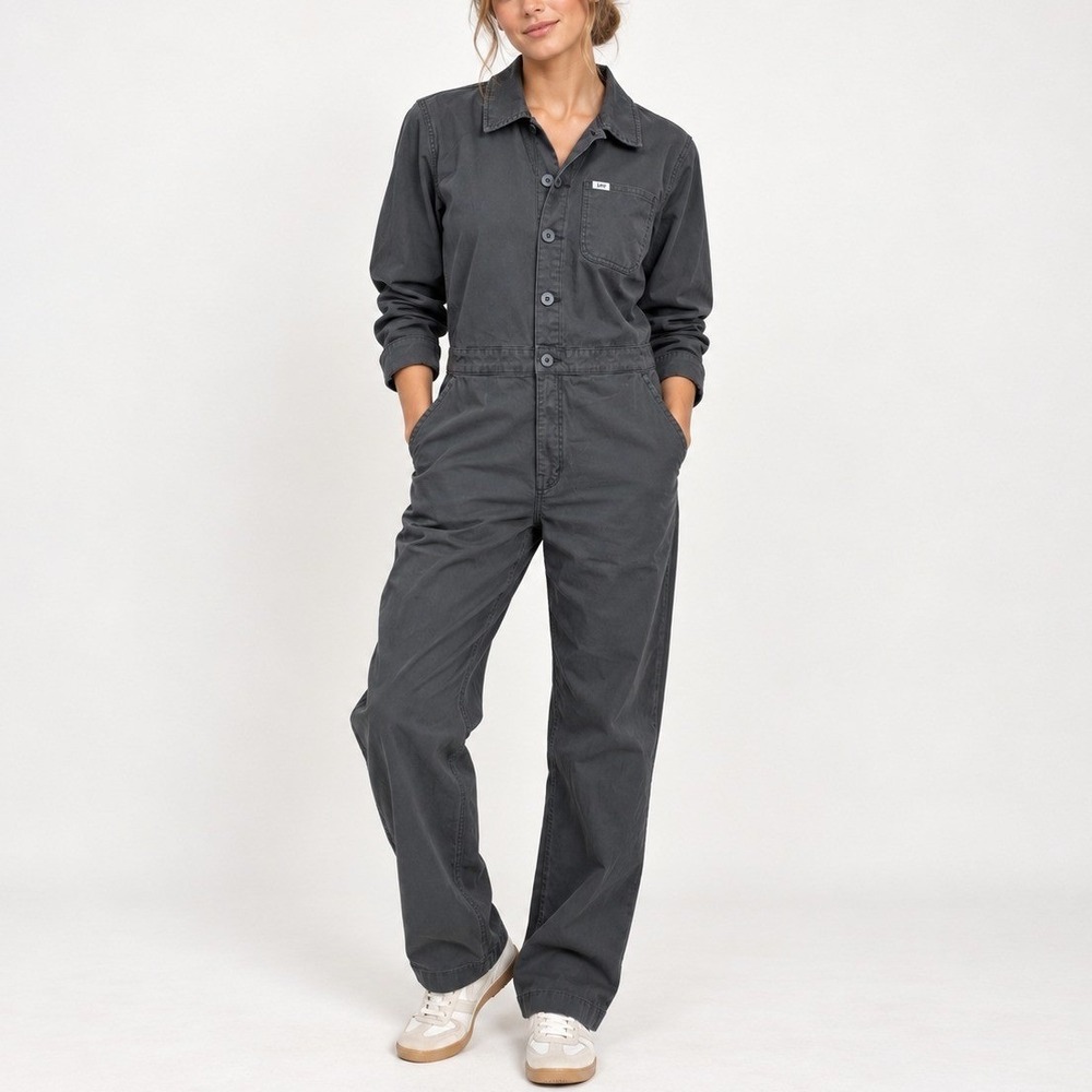 Lee Workwear Jumpsuit Coveralls Women L Dark Gray Utility Boiler Industrial